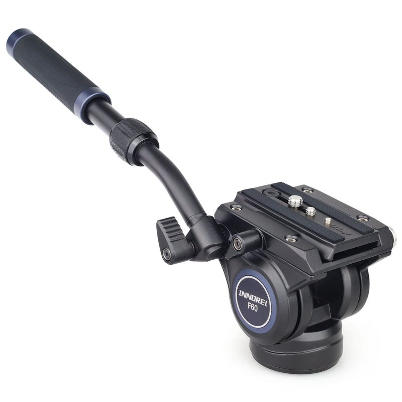 Innorel Video Camera Tripod Fluid Head-INNOREL F60,Professional Drag Pan Panoramic Fluid Head with 1/4" and 3/8" Screws Sliding Plate for DSLR Cameras,Camcorders, Telescopeï¼ŒMonopod,Max Load 22lbs (F60) - Image 1